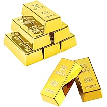 TOYANDONA 8 Pack Fake Gold Bars, Replica Gold Bullion Glittering
